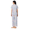 Lauren Ralph Lauren Womens Short Sleeve Notch Collar Cropped Pants PJ Set Blue Paisley LG (US 12-14) One Size