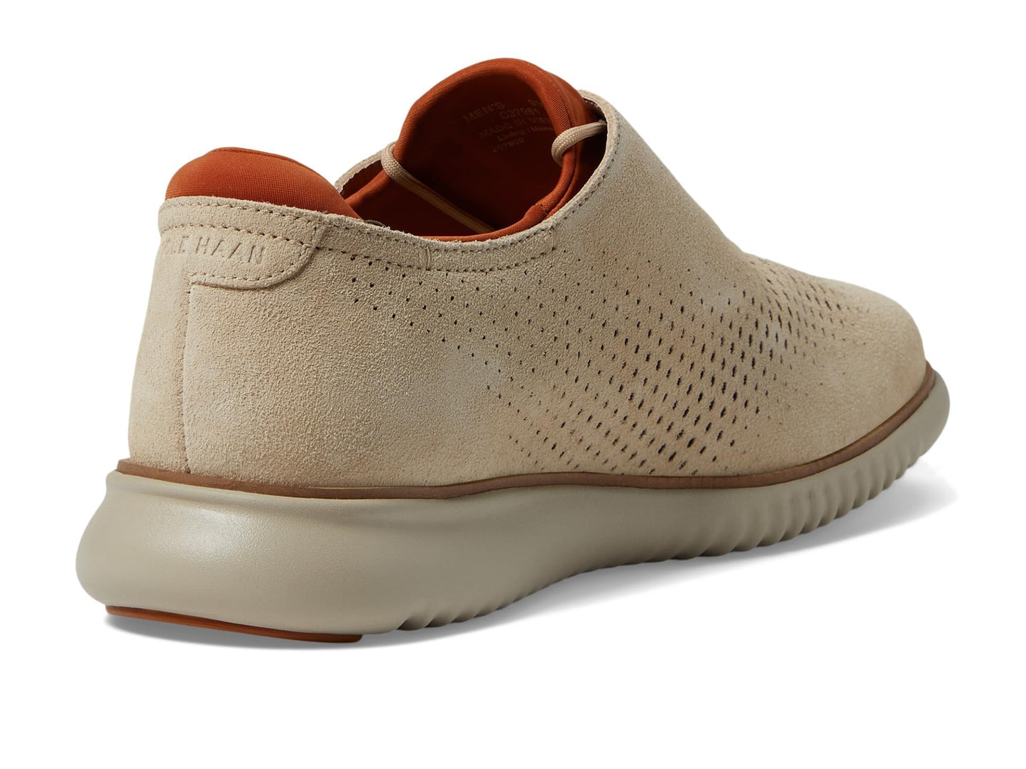 Cole Haan Men’s Shoes - 2.Zerogrand Casual Lightweight Leather Laser Wingtip Oxford, Sesame Suede/Silver Lining, 9.5-M US