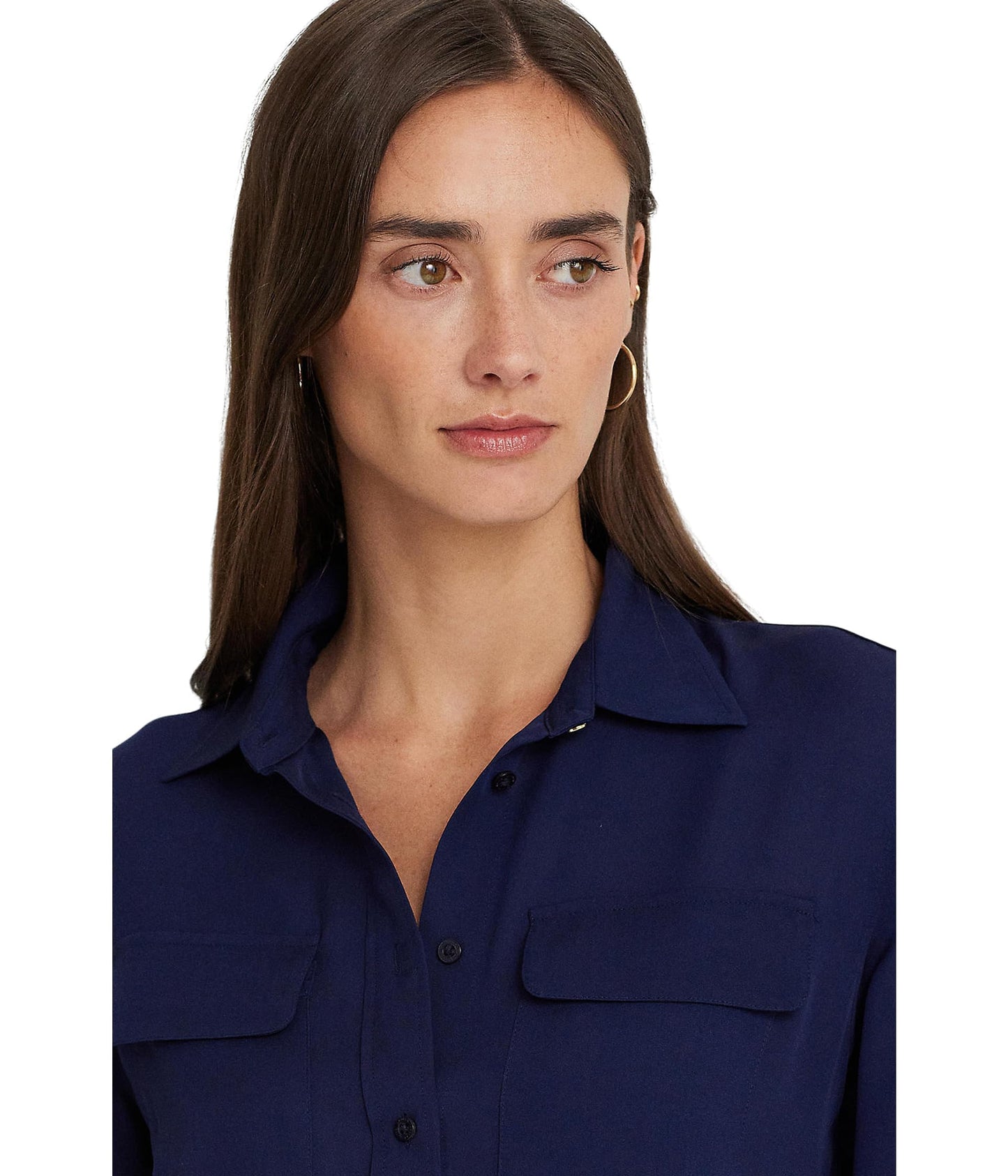 Lauren Ralph Lauren Crepe de Chine Shirt Refined Navy XL