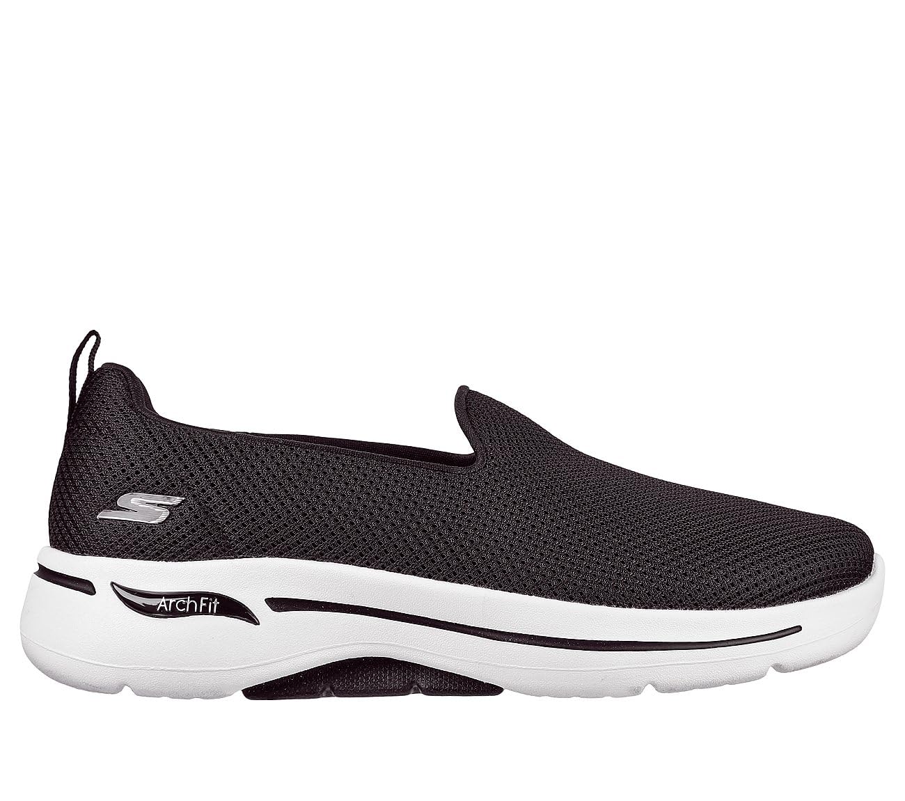 Skechers Women's Go Walk Arch Fit Grateful Sneaker, Black/White, 8 Wide
