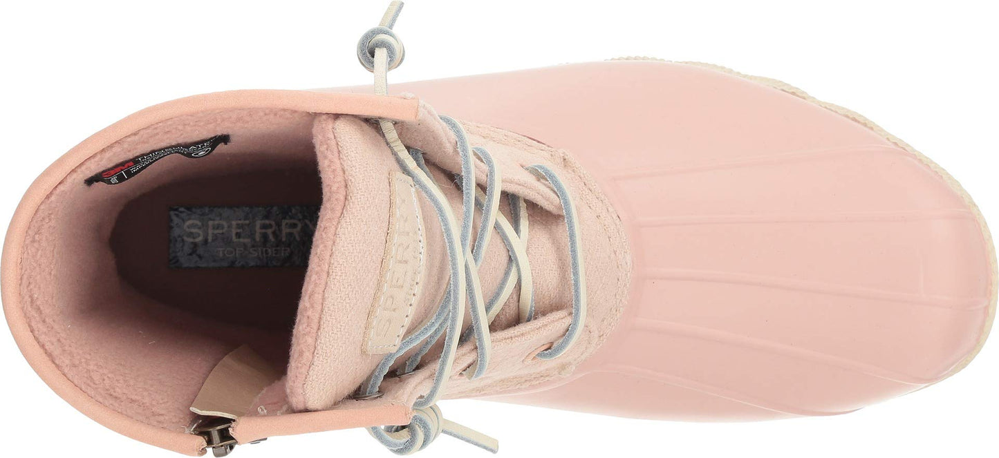 Sperry Women's Saltwater Wool Embossed Rain Boot, Rose Dust, 6.5 M US