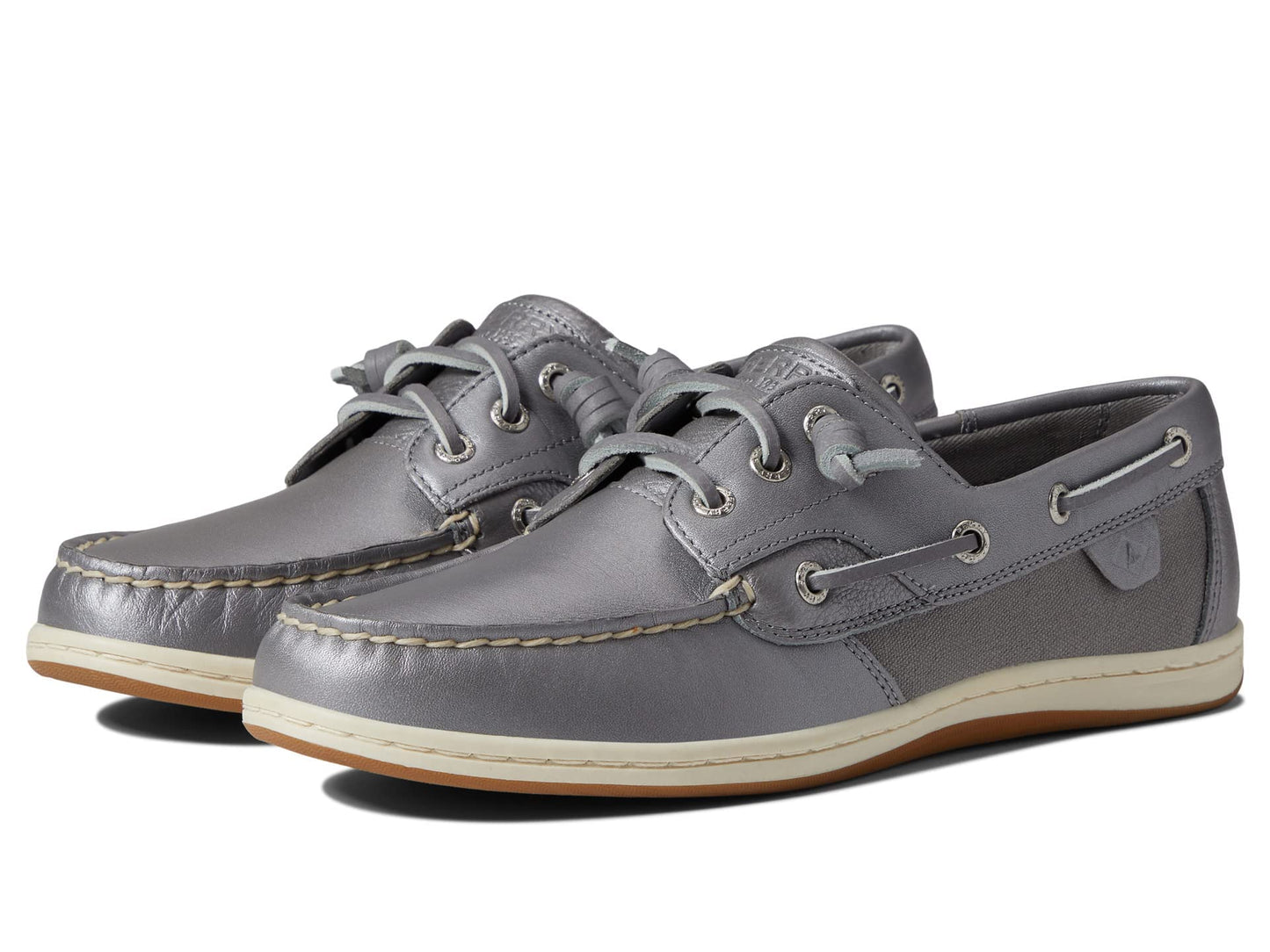 Sperry Women's Authentic Original 2-Eye Boat Shoe, Grey PERF, 5 Medium
