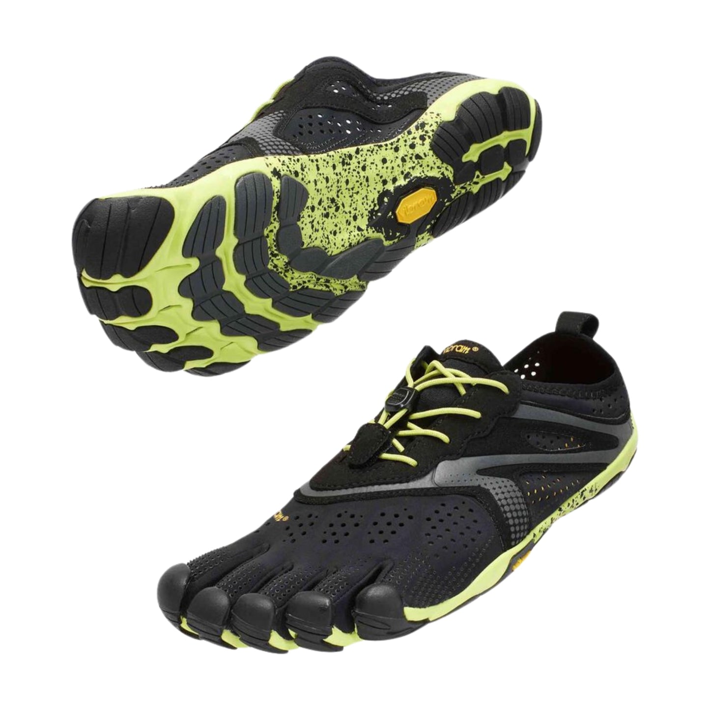 Vibram Men's FiveFingers V-Run | Barefoot Road Running Shoes for Natural Comfort & Stability, Black/Yellow, 39 EU / 7.5-8 US