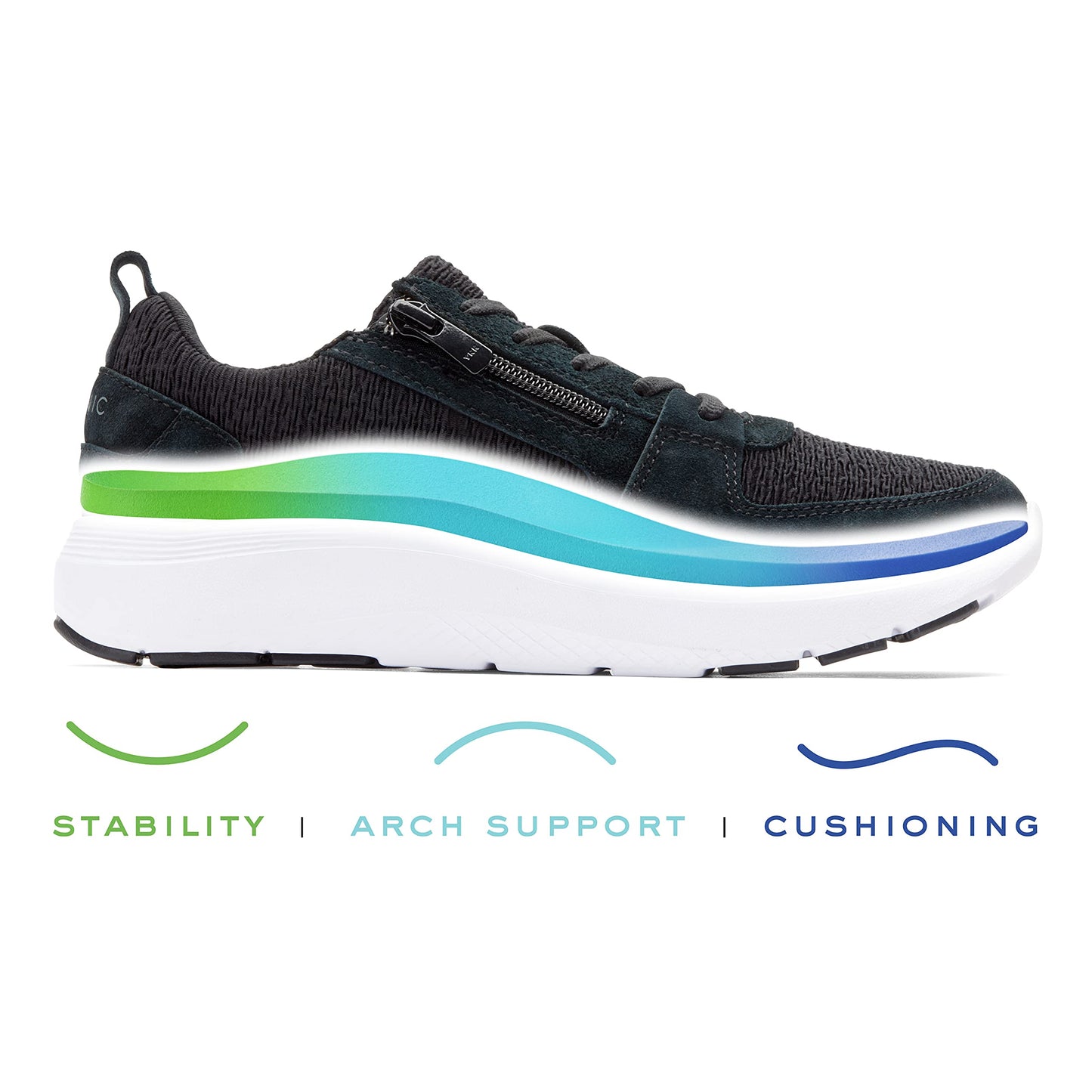 Vionic Women's Delmar Remi Lace-Up Fashion Sneakers- Supportive Walking Shoes That Include Three-Zone Comfort with Orthotic Insole Arch Support, Sneakers for Women Black 8 Medium US
