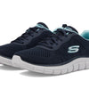 SKECHERS Women's Track New Staple Sneaker, Navy Aqua, 9.5