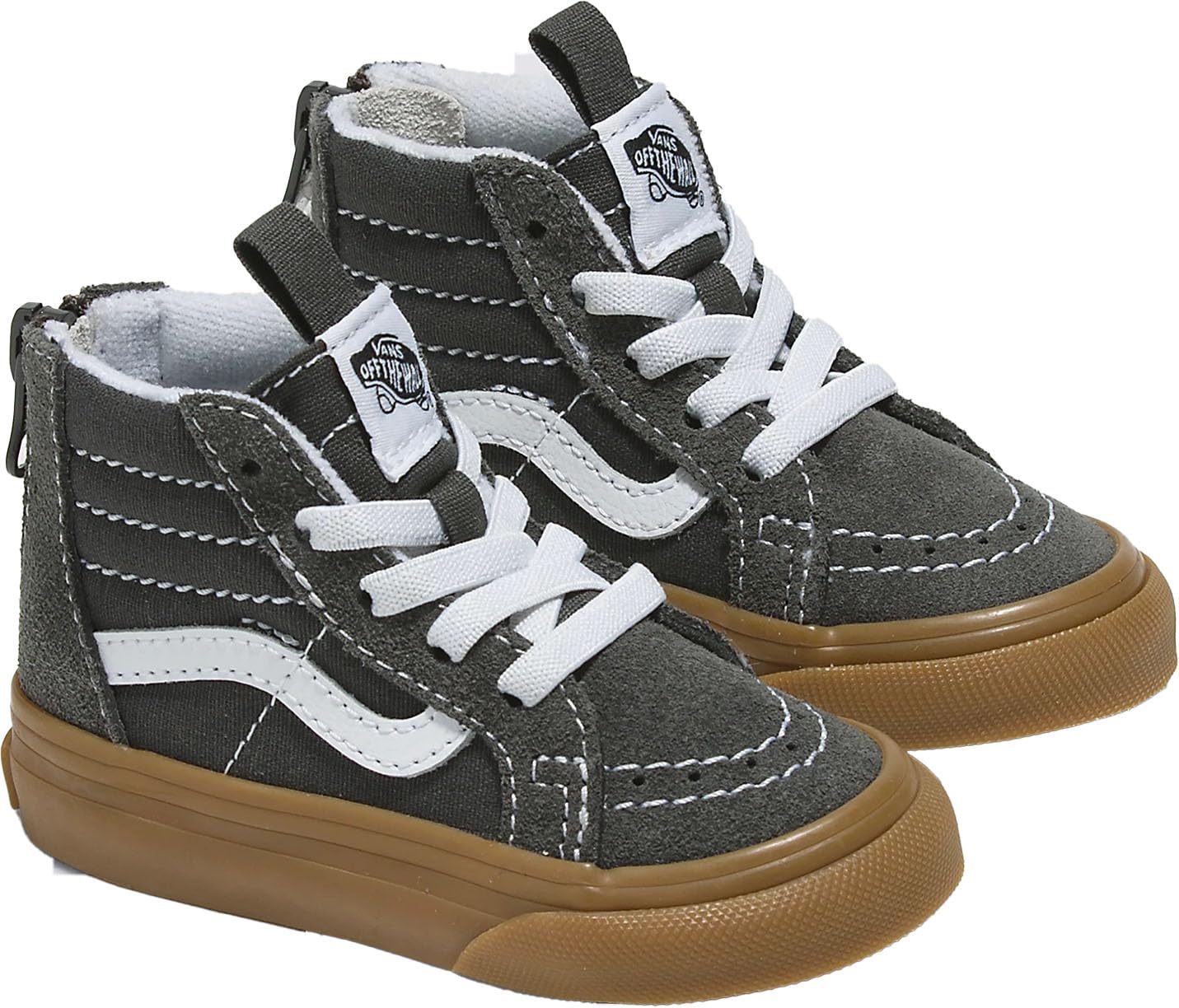 Vans - Toddlers Sk8-Hi Zip Shoes, Color Gum Grey/True White, Size: 6 M US Toddler