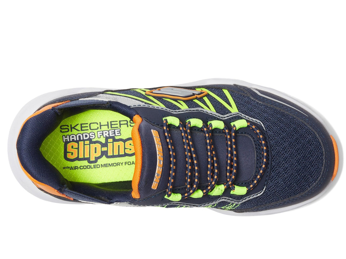 Skechers Kids Boys Turbo Tread Sneaker, Navy/Orange, 10.5, Little Kid