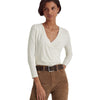 Lauren Ralph Lauren Womens Ruched V -Neck Wrap Top Ivory M