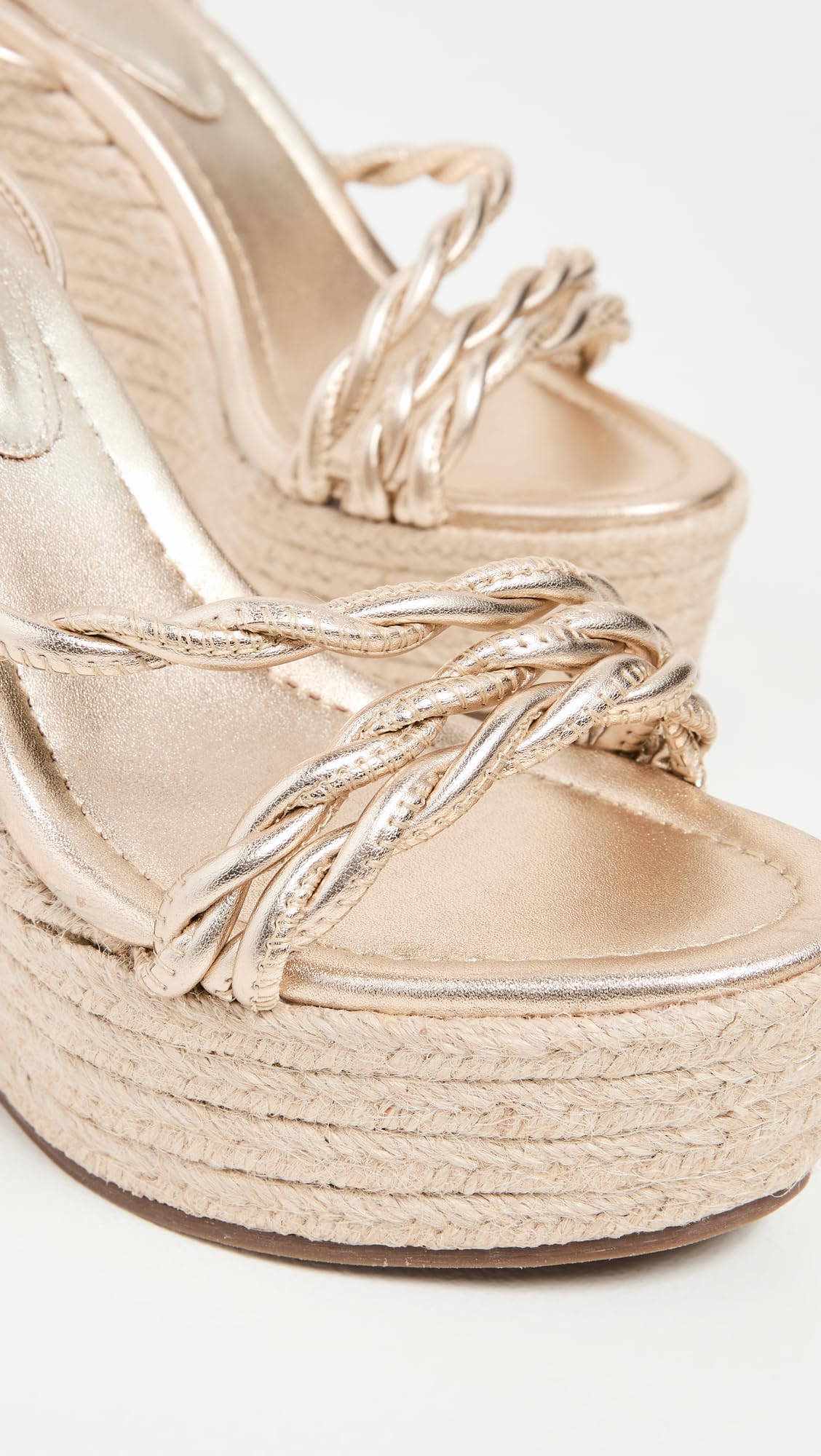 SCHUTZ Women's Jhessy Wedge, Platina, Metallic, Gold, Tan, 7.5 Medium US
