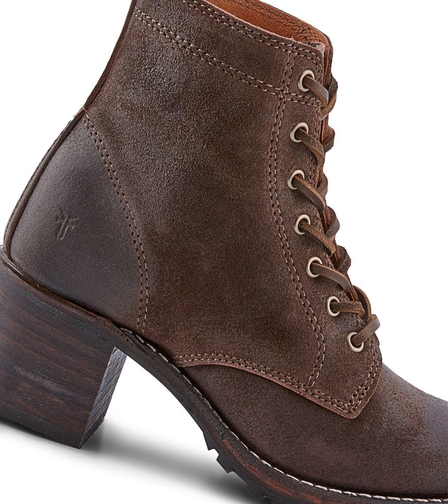 Frye Sabrina 6G Lace Up Women's Ankle & Bootie Boots - Premium Leather, Stylish and Comfortable Footwear for Every Occasion, Dark Brown - 9.5