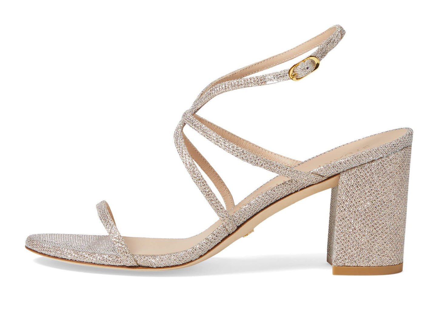 Stuart Weitzman Barelythere 75 Block Sandal Poudre 11 B
