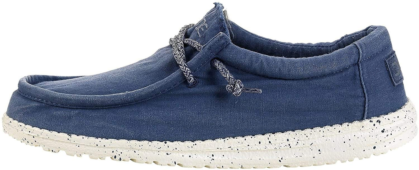 HEYDUDE Men’s Wally Washed Steel Blue Size 10 | Men’s Shoes | Men’s Lace Up | Comfortable & Light-Weight
