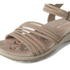 Skechers Women's REGGAE SLIM - COFFEE RUN, Adjustable Stretch Gore Sling Back Sandal, Taupe, 9M