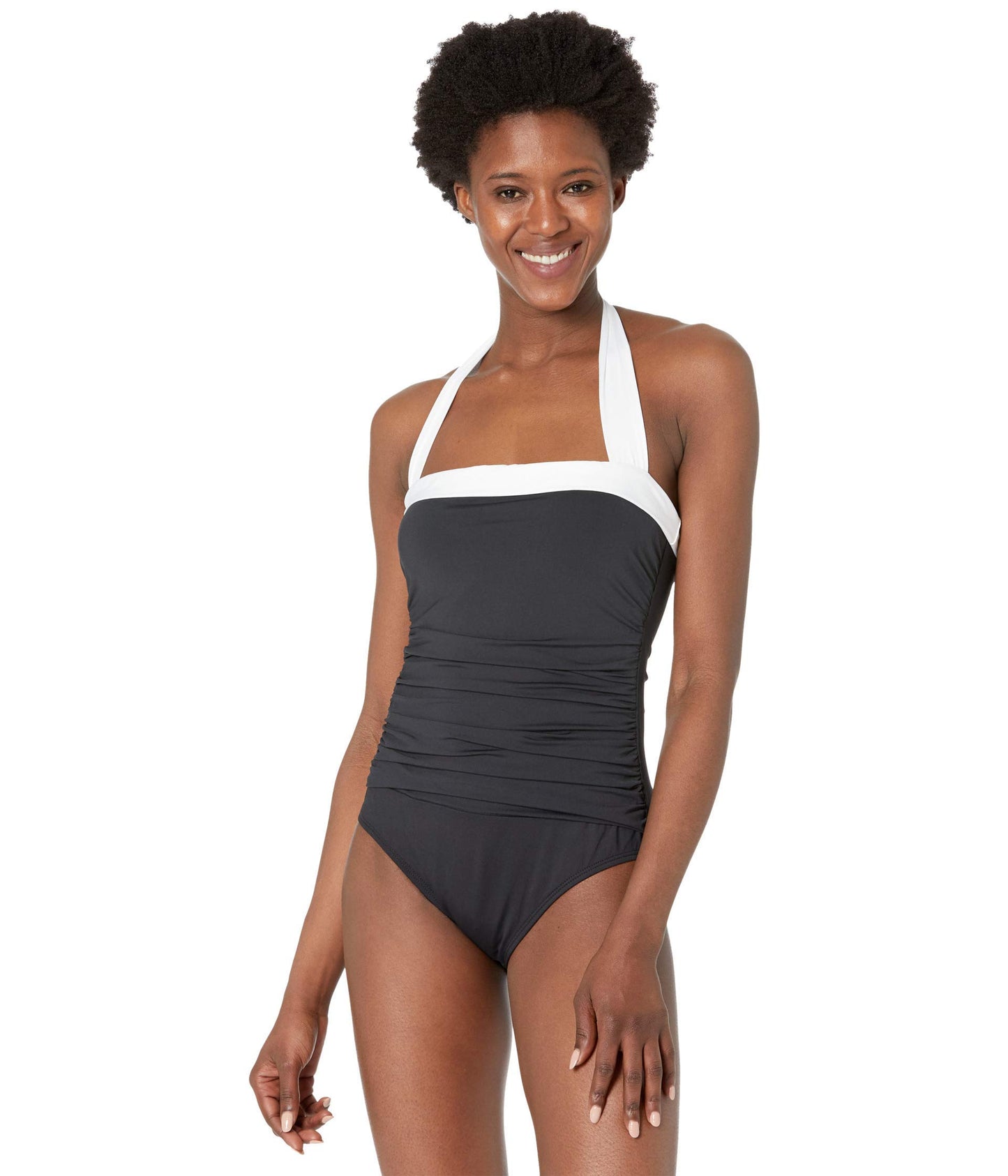 Lauren Ralph Lauren Bel Air Shirred Bandeau One-Piece Black 8