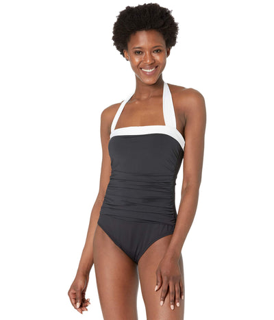Lauren Ralph Lauren Bel Air Shirred Bandeau One-Piece Black 8