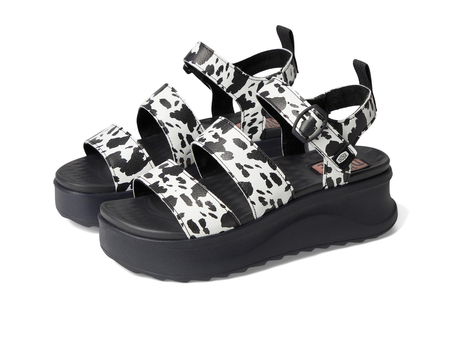HEYDUDE Women's Delray Buckle Animal Black/White 11 Medium