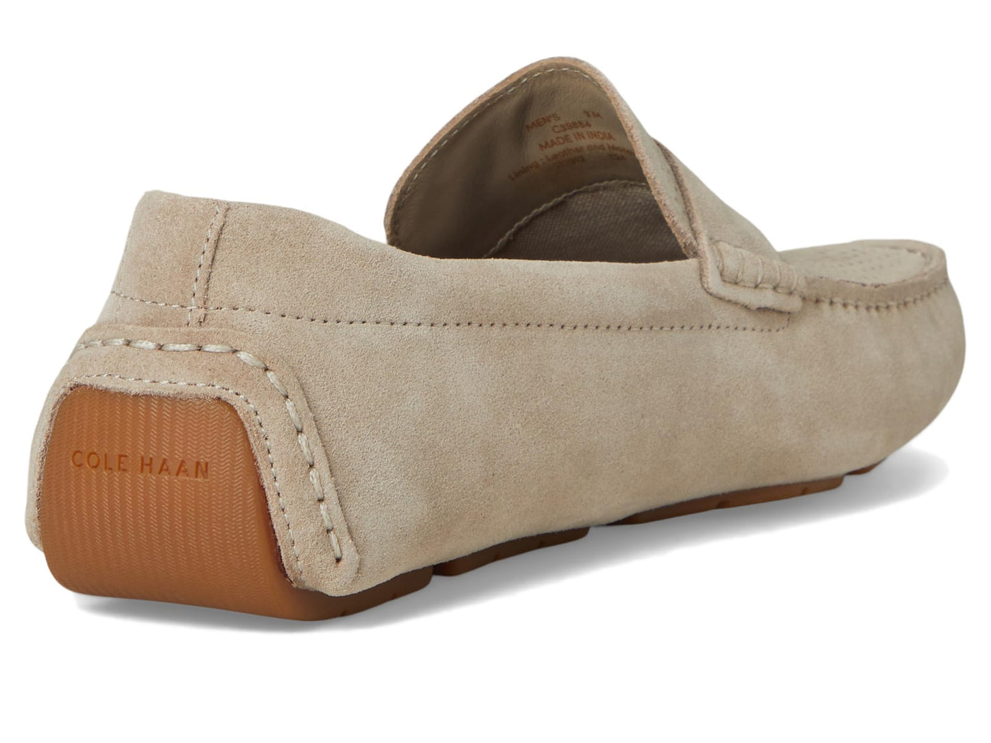 Cole Haan Men's Grand Laser Penny Drivers, Light Sesame Suede/Gum, 8-W US