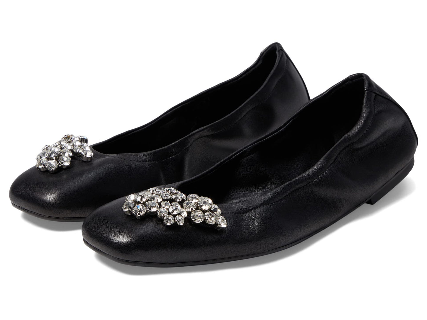 Stuart Weitzman Crystal Fleur Ballet Flat Black 7.5 B