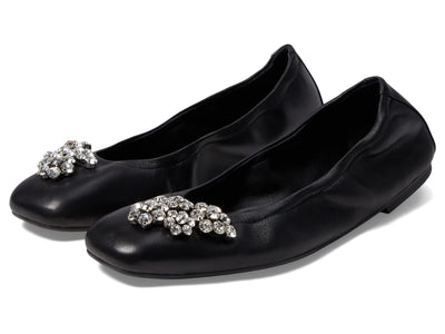 Stuart Weitzman Crystal Fleur Ballet Flat Black 7.5 B