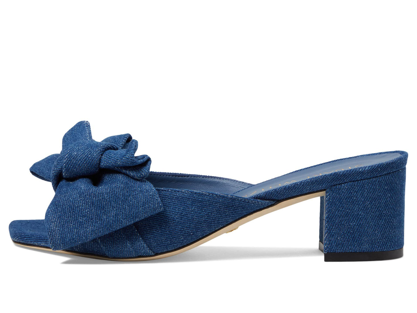 Stuart Weitzman Loveknot 50 Block Slide Indigo 8 B