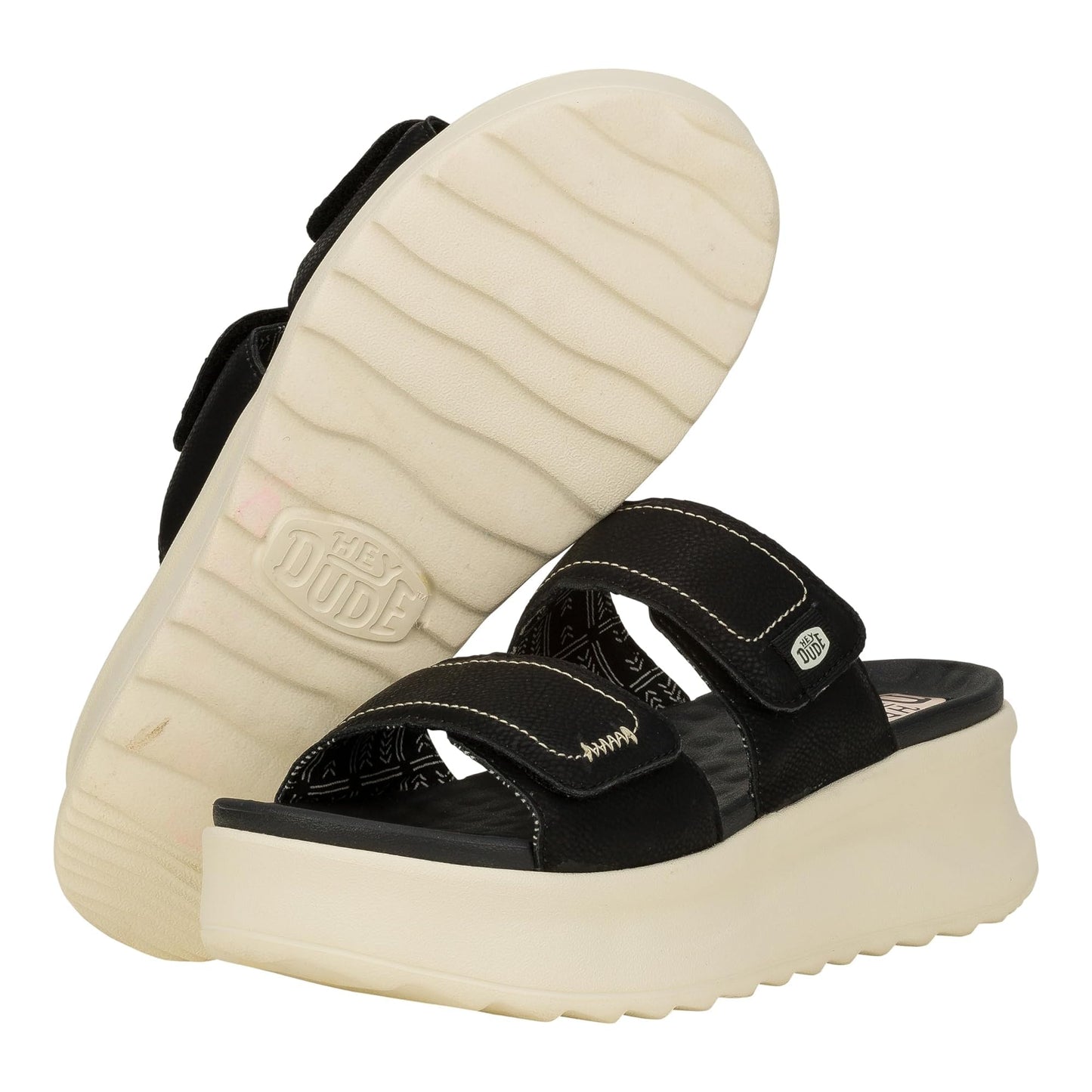 Hey Dude Delray Slide Classic - Sandals for Women - Textile and Synthetic Upper - Cotton Lining - EVA Outsole Black 8 M