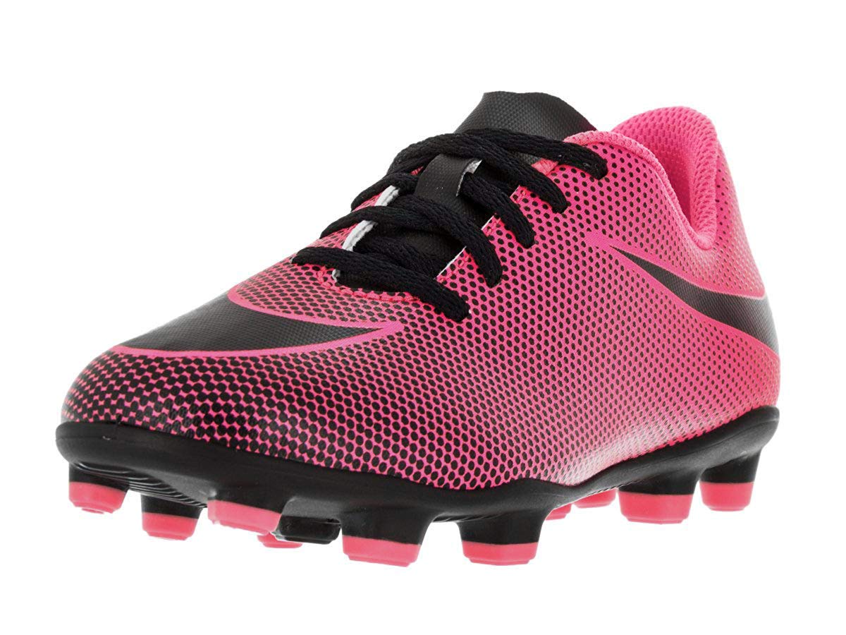 NIKE Boy's JR Bravata II FG Soccer Cleats, Pink Blast/Black, 12 Little Kid