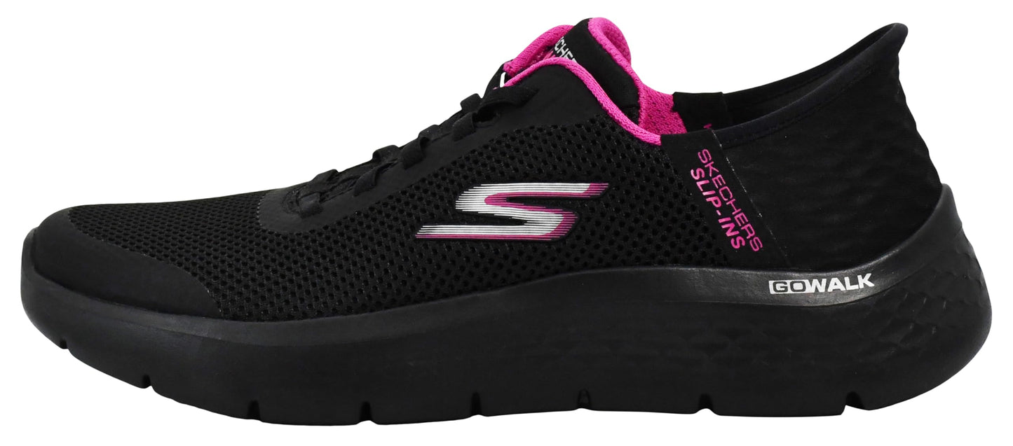 Skechers Women's Slip-Ins: Go Walk Flex - Grand Entry Shoes, Black/Hot Pink, 10 M