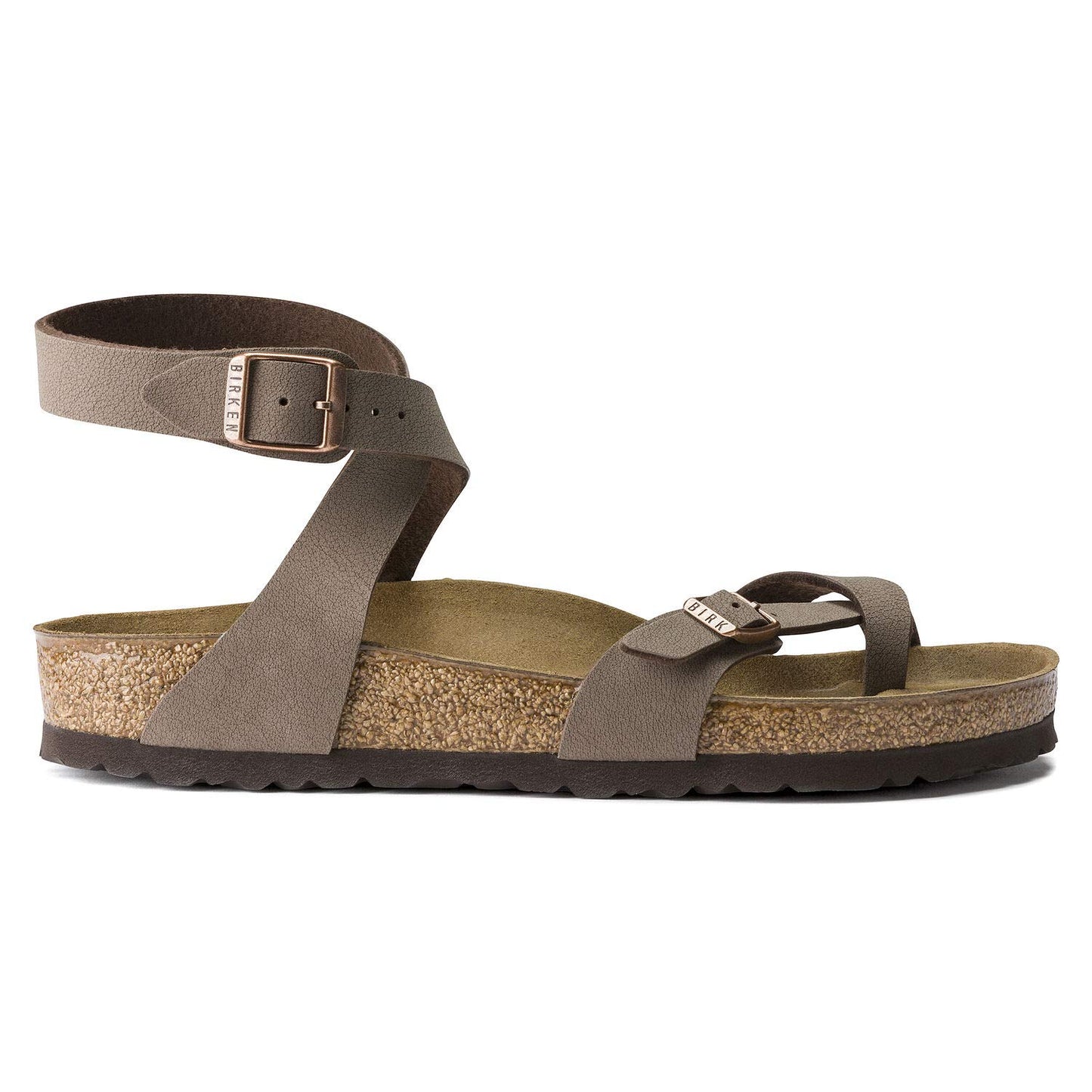 Women's Birkibuc Yara Leather Sandal in Mocha by Birkenstock