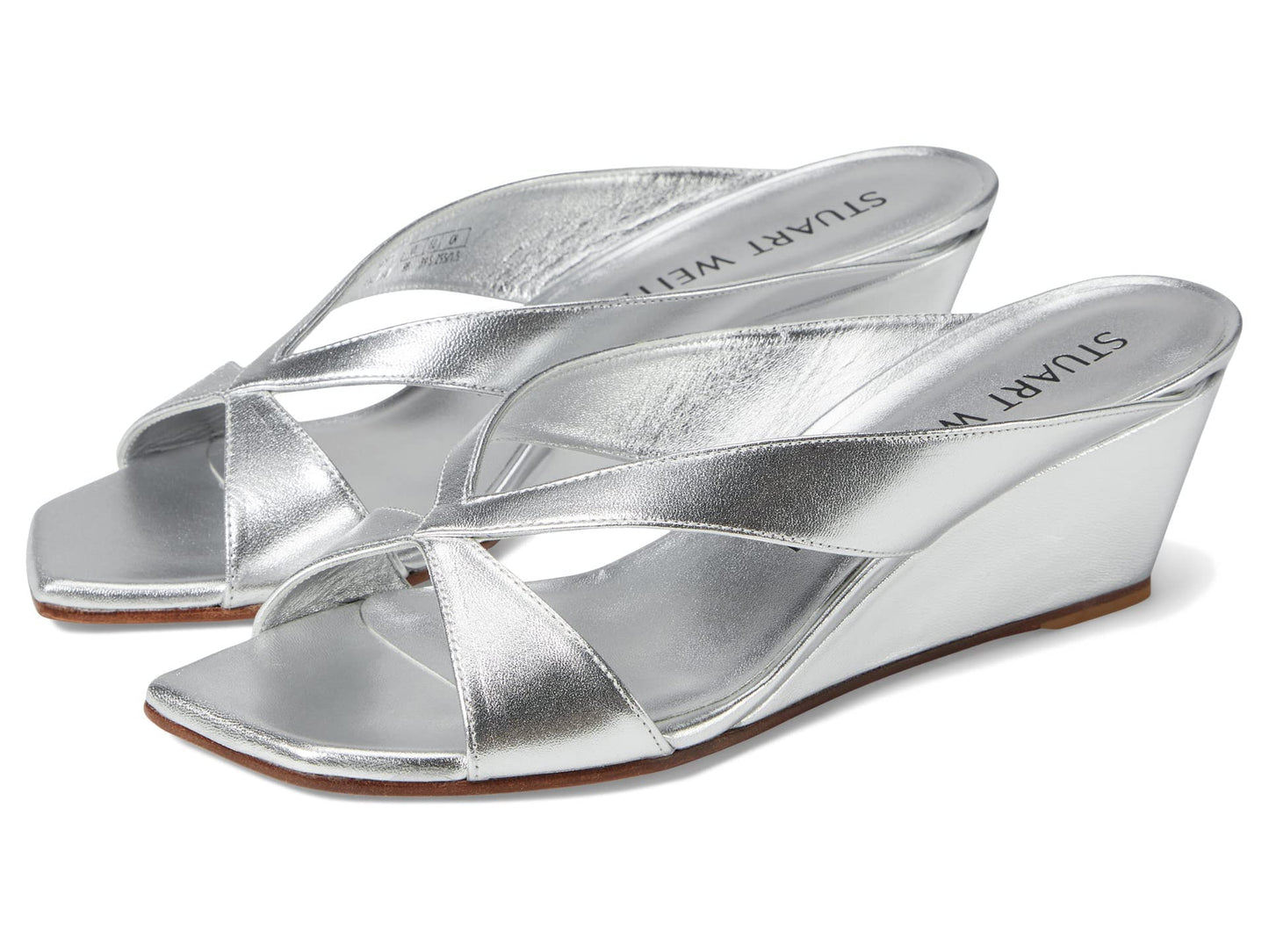 Stuart Weitzman Miami 50 Wedge Slide Silver 8.5 B