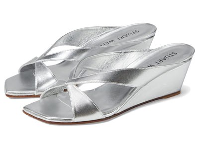 Stuart Weitzman Miami 50 Wedge Slide Silver 8.5 B