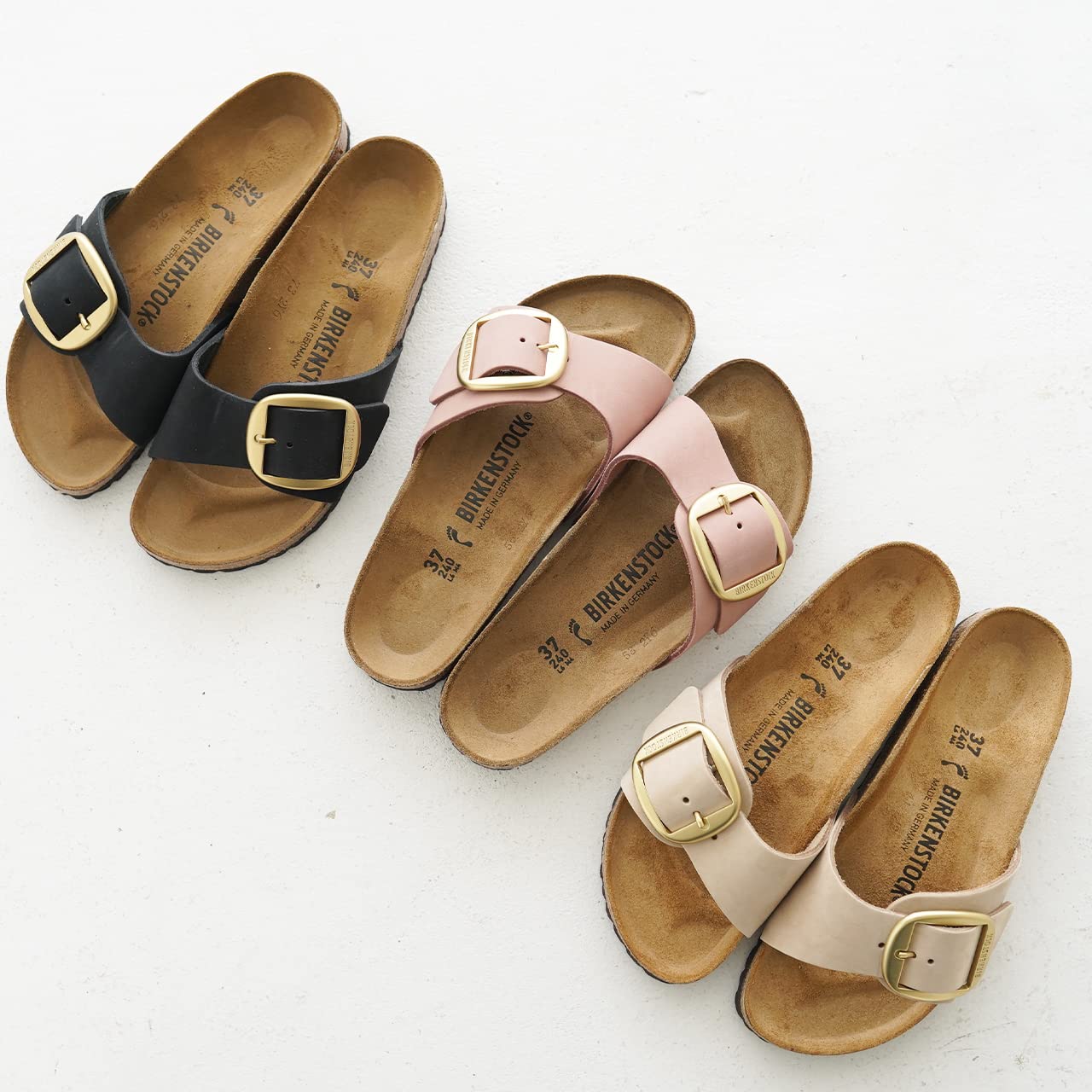 Birkenstock 1024039 1024009 1023373 Madrid Big Buckle One Strap Flat Sandals, Sandcastle, 23.0 cm