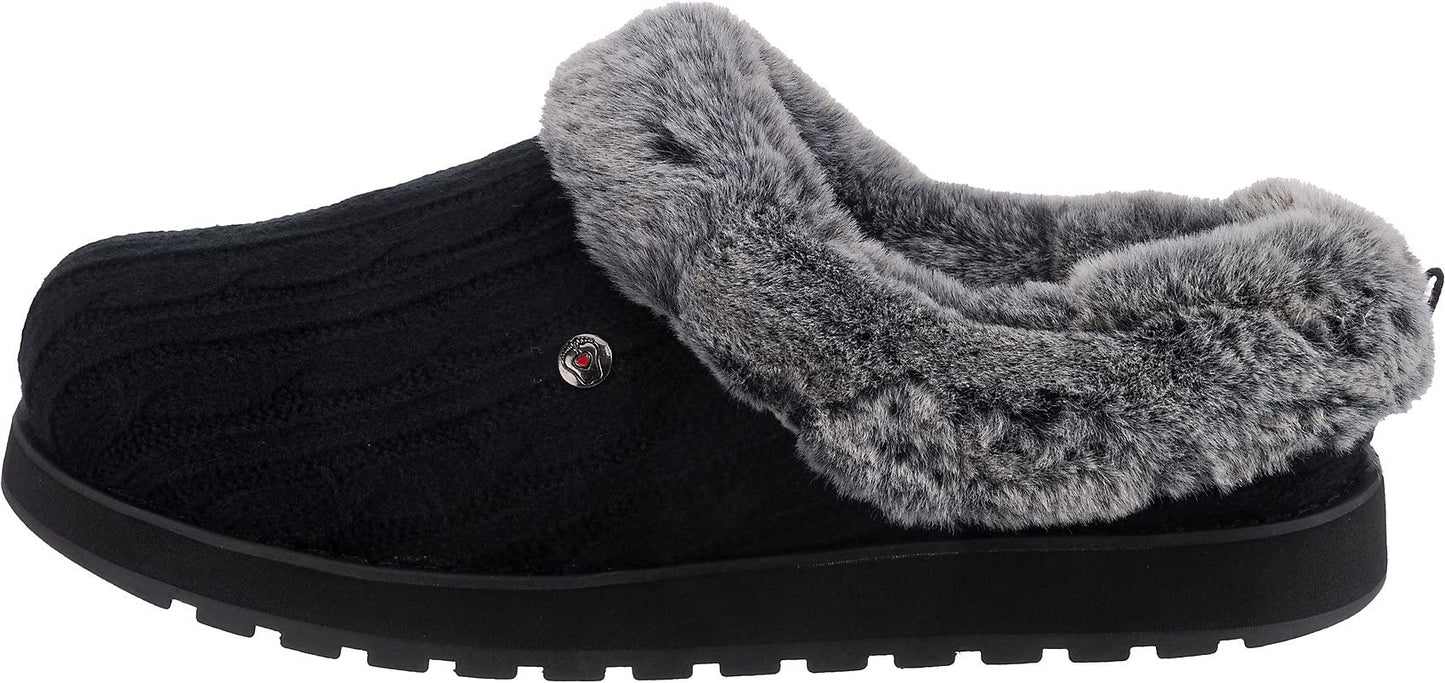 Skechers BOBS Women's Keepsakes - Ice Angel Slipper, Black, 9 M US