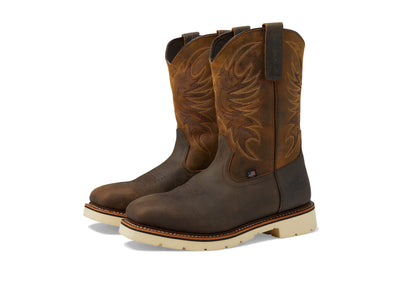 Thorogood American Heritage 11" Square Toe Wellington Leather Work Boots for Men with Steel Safety Toe and Slip-Resistant Outsole, Size 15 Wide