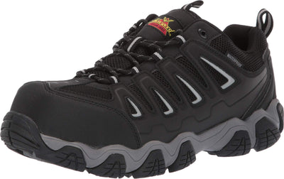 Thorogood Crosstrex Waterproof Athletic Safety Toe Work Shoes for Men - Lightweight Premium Leather and Mesh with Comfort Insole and Slip-Resistant Outsole; ASTM Rated, Black/Grey - 11 W US