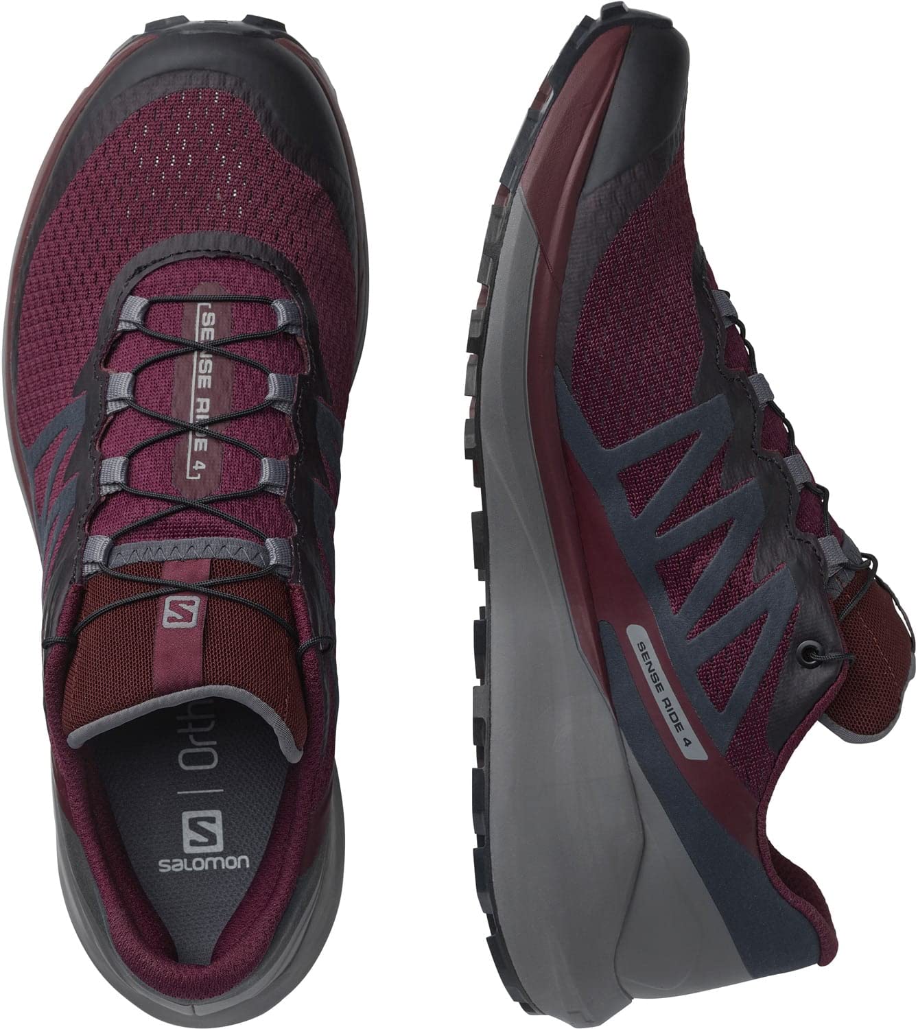 Salomon Women's Sense Ride 4 Running Shoes for Women, Wine Tasting/Quiet Shade/Ebony, 10