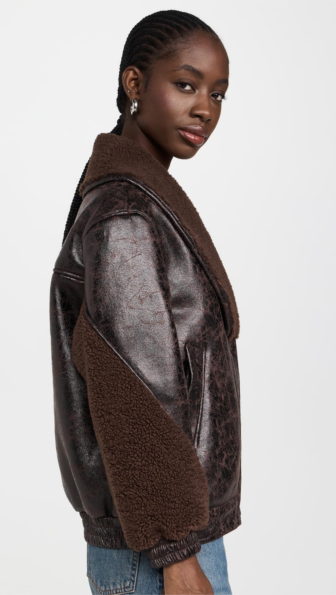 [BLANKNYC] Women's Sweet Talker Bomber Jacket, Brown Combo, M
