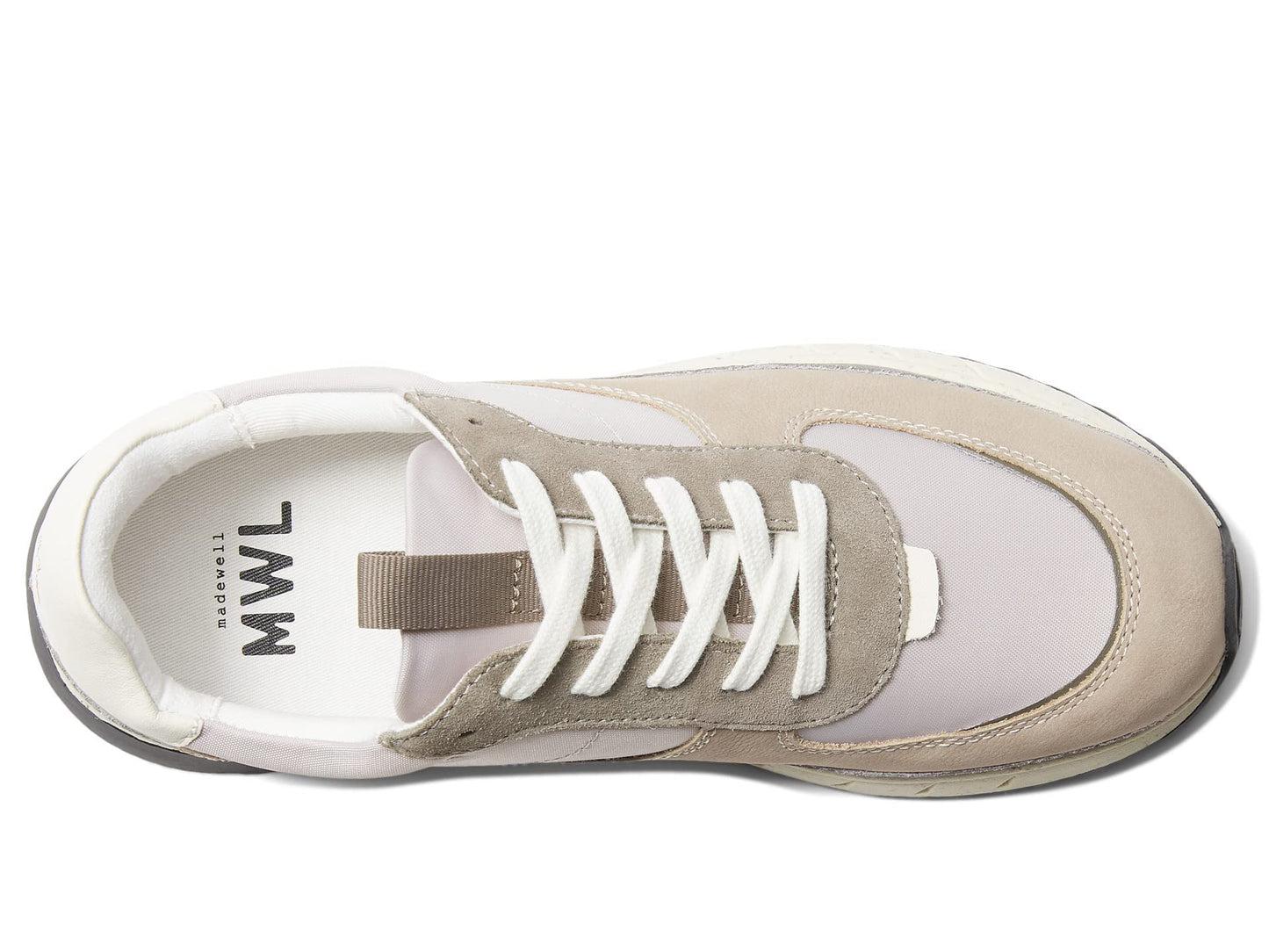 Madewell Kickoff Trainer Sneakers in Leather and (Re) sourced Nylon Stone Multi/Grey Neutral 7 M