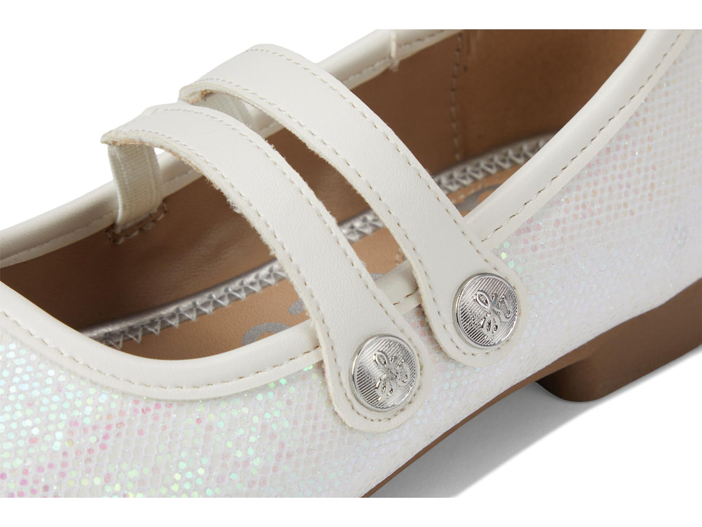 Sam Edelman Girls Maeve Button G (Little Big Kid) Ballet Flat, White, 2