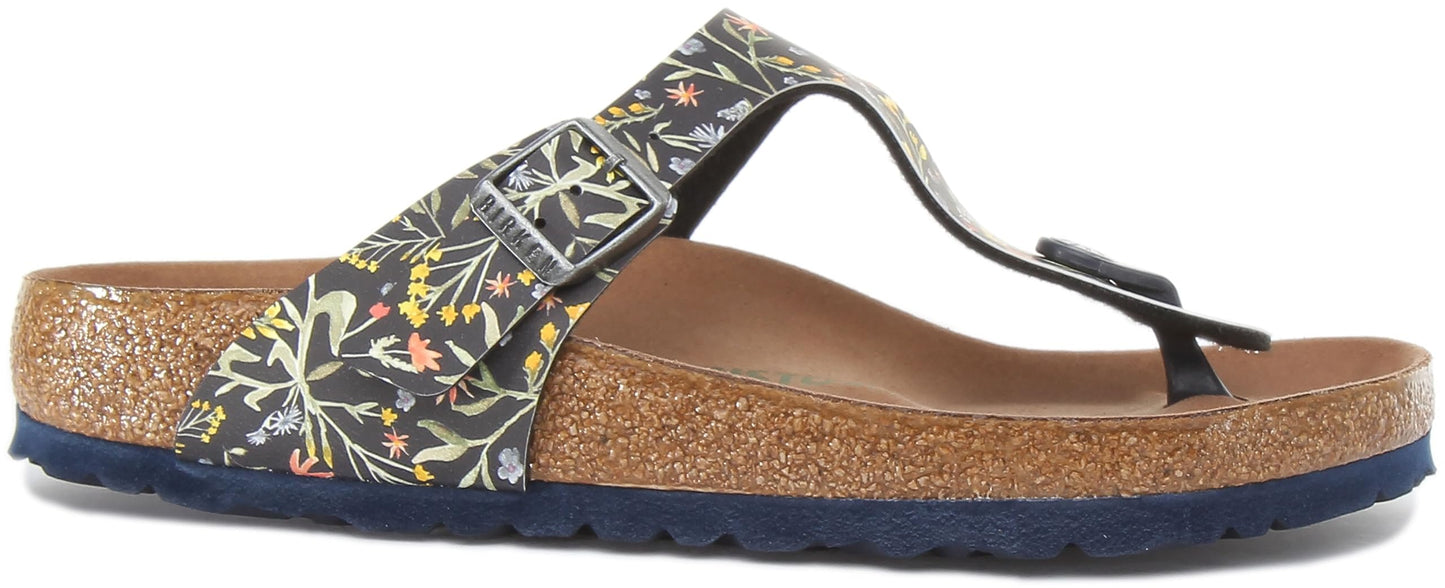 Birkenstock Women's Gizeh Sandal, Watercolor Flower Navy Veg, 7.5 UK
