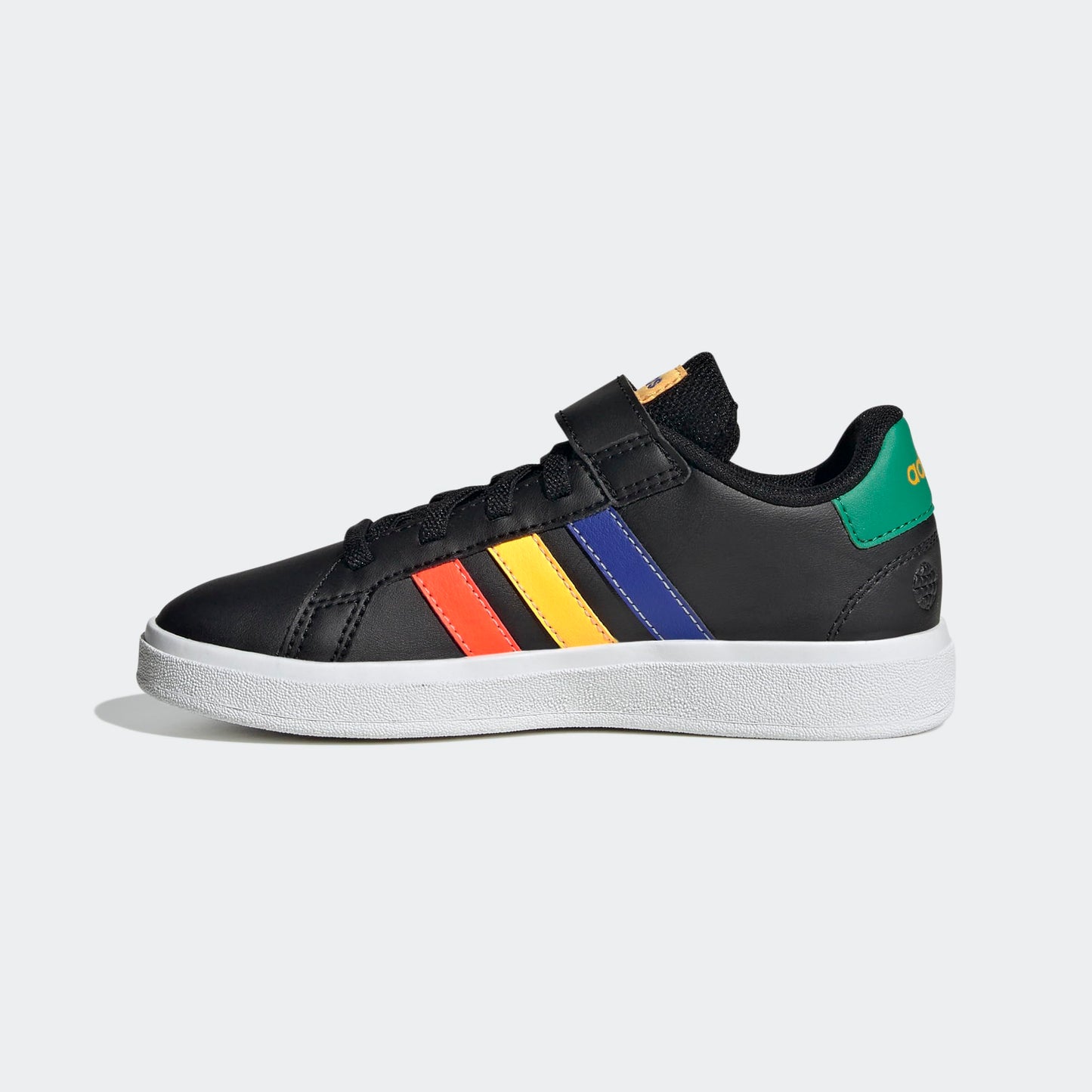 adidas Boy's Grand Court 2.0 EL (Little Kid/Big Kid) Core Black/Lucid Blue/Court Green 6.5 Big Kid M