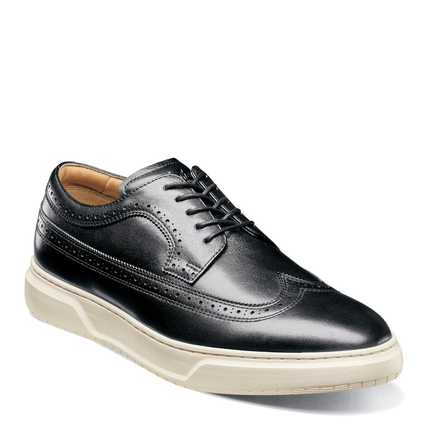 Florsheim Premier Wing Tip Lace-Up Sneaker Black Smooth/White Sole 12 M (D)