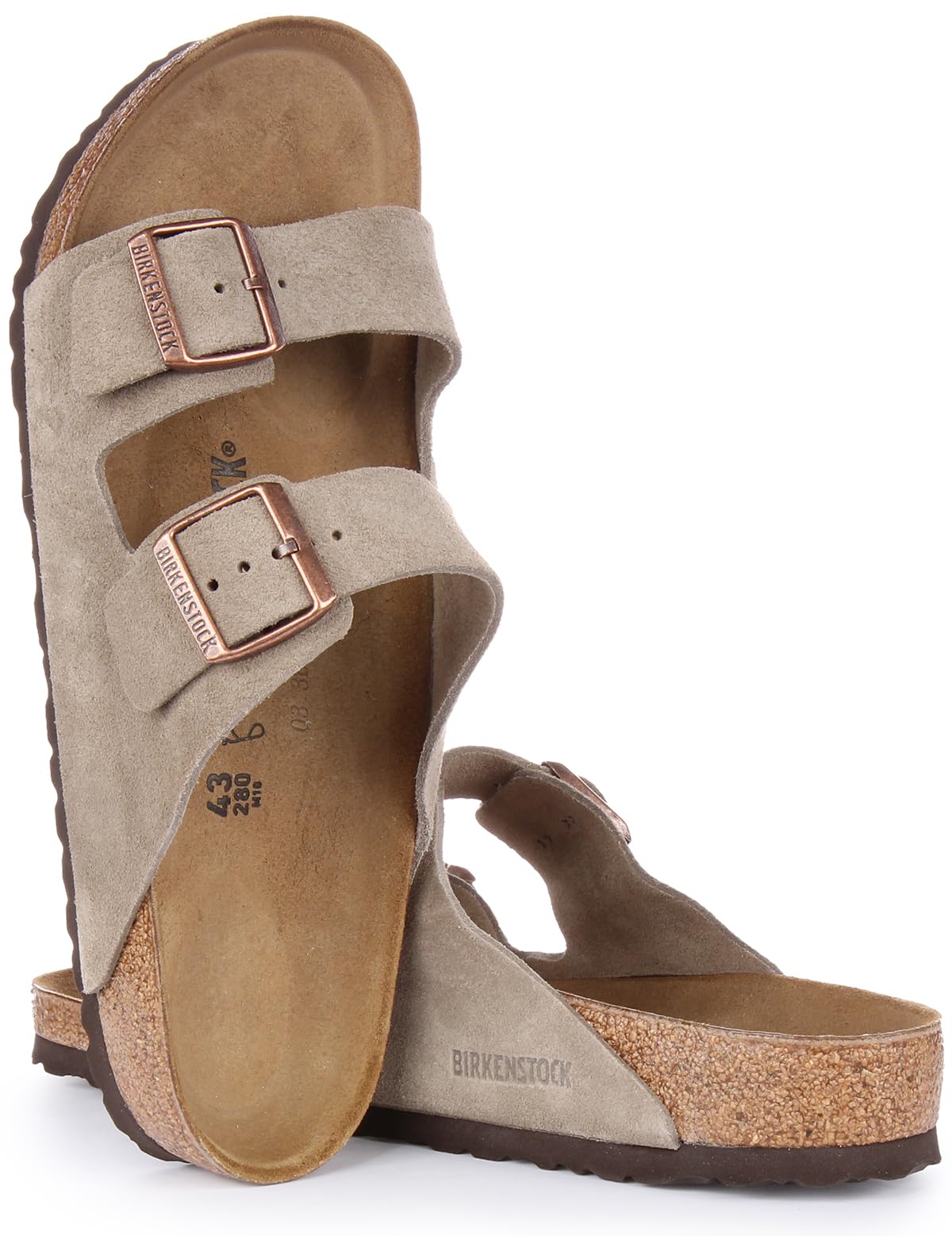 Birkenstock Classic Arizona Leather Unisex Adult Mules, Grey Taupe, 7