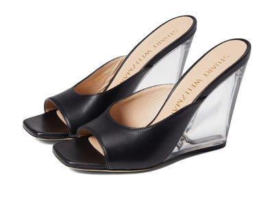 Stuart Weitzman Womens Tia 100 Lucite Wedge Black 6.5 B