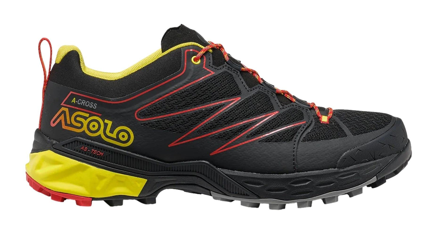ASOLO Softrock Hiking Shoes - Men's Black/Black/Yellow 12