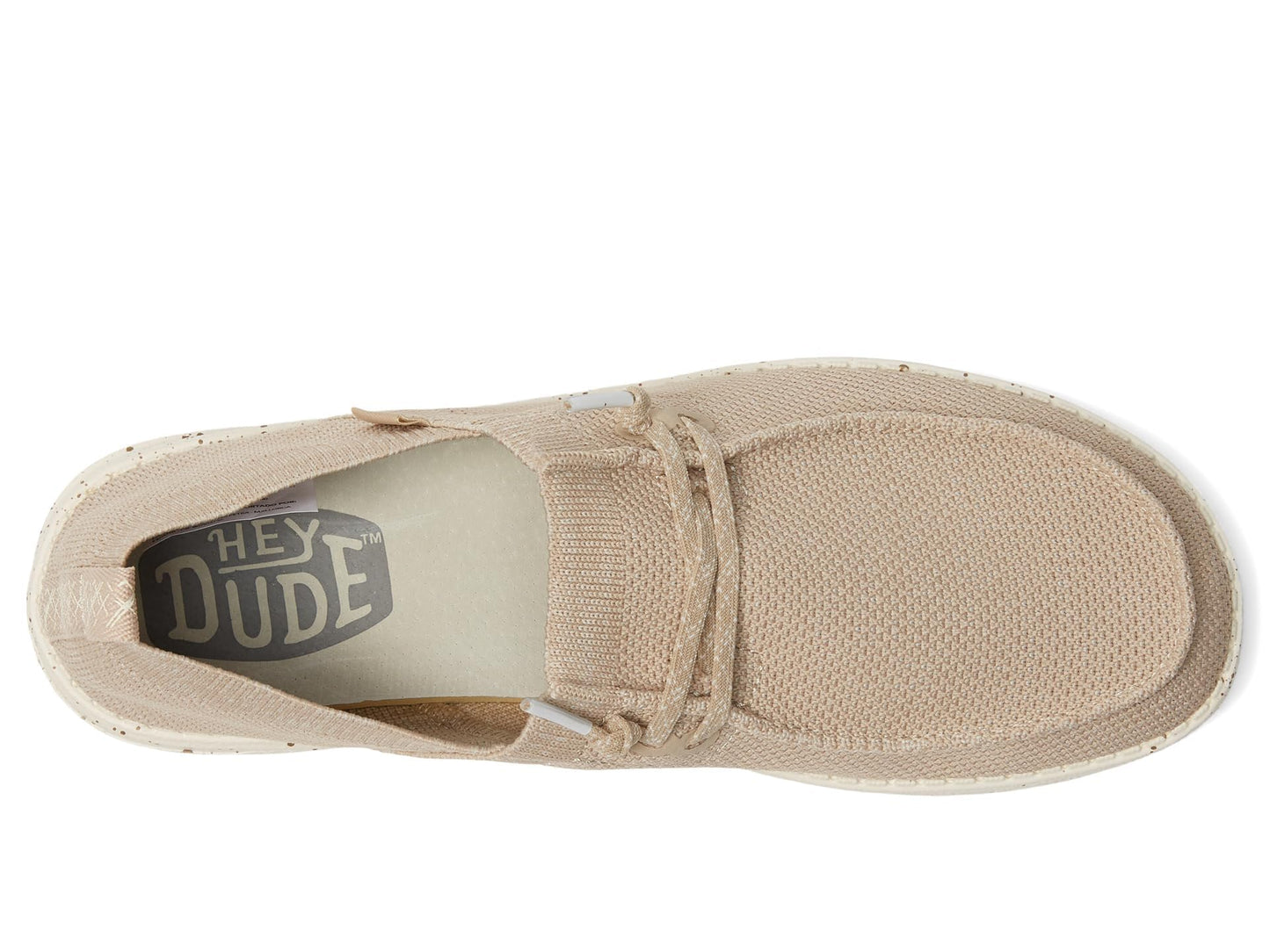 HEYDUDE Women's Wendy Halo Slip On Shoe, Beige Size 6 | Lightweight Casual Loafer with Elastic Laces and Removable Foam Insole