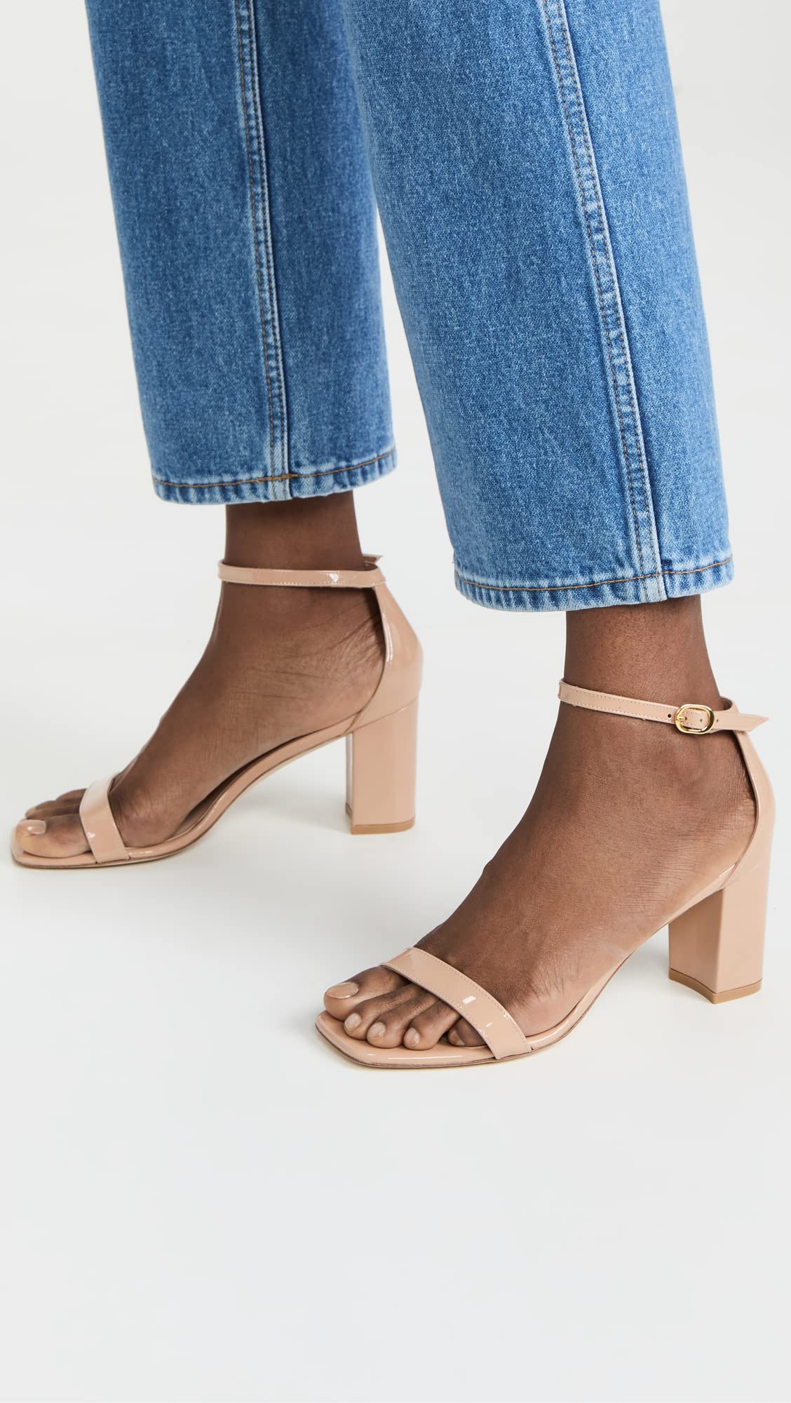 Stuart Weitzman Women's Nudistcurve 75 Block Sandals, Adobe, Tan, 11 Medium US