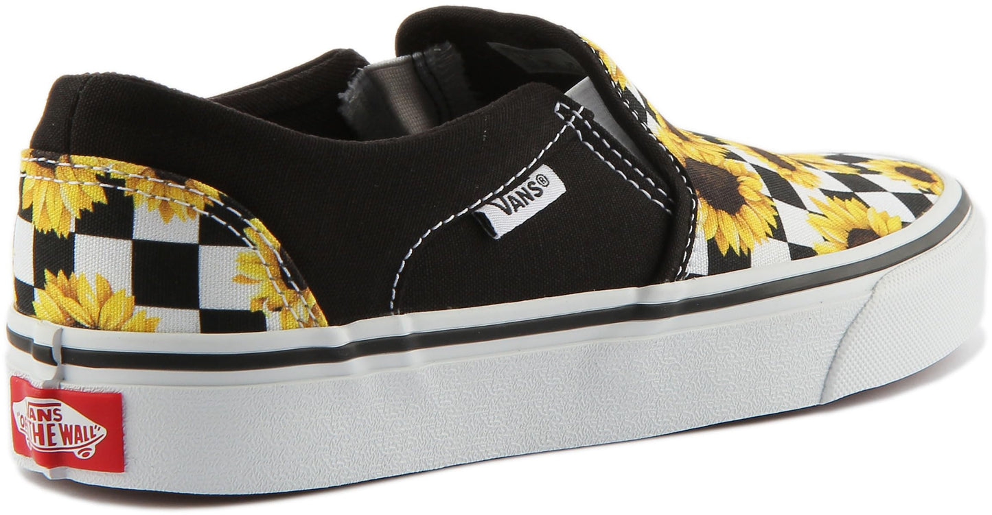 Vans Women's WM Asher Sneaker, Sunflower Checker Multi White, 6
