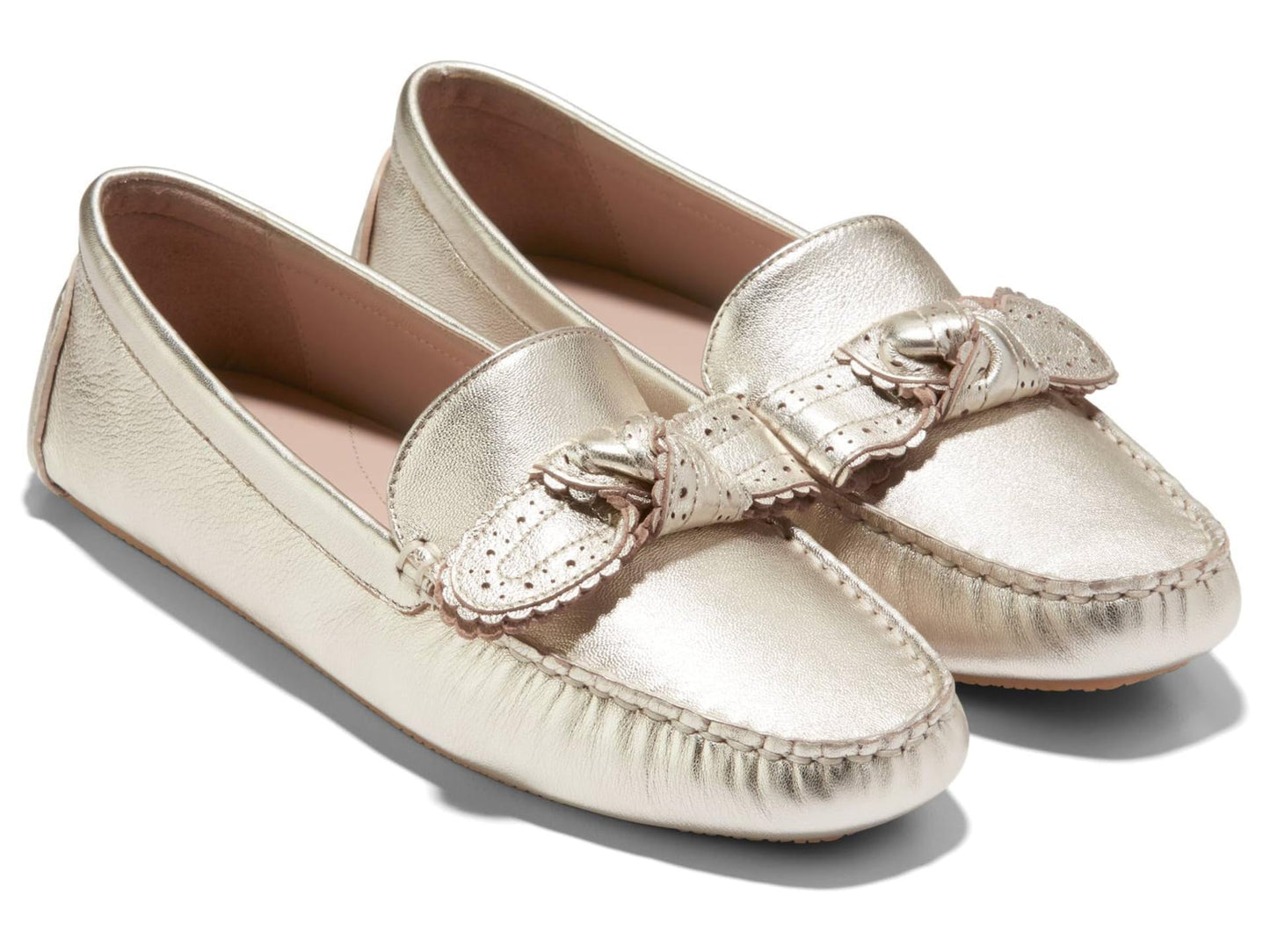 Cole Haan Women's Bellport Bow Driver, Soft Gold Leather, 9 B Medium