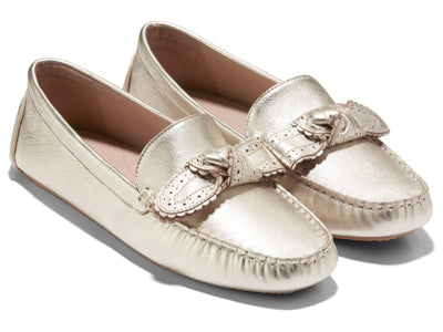 Cole Haan Women's Bellport Bow Driver, Soft Gold Leather, 9 B Medium
