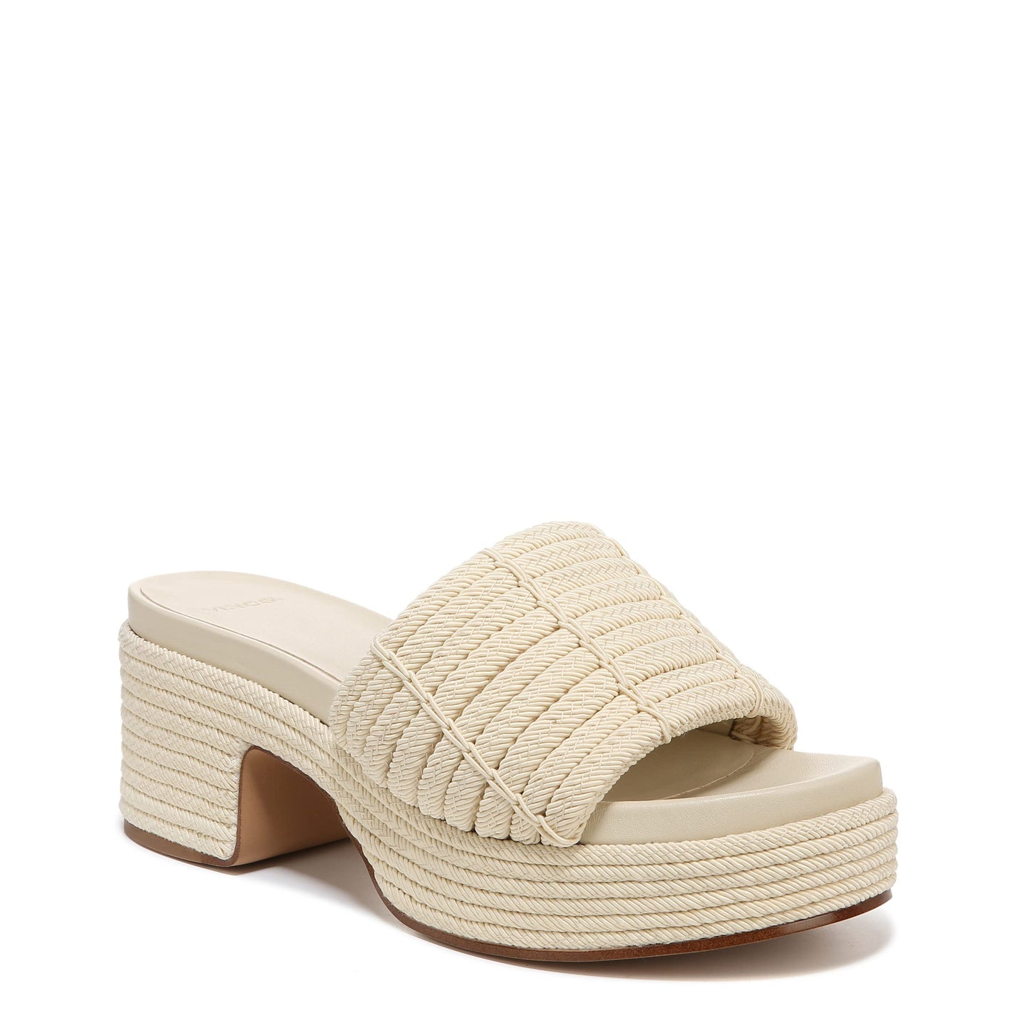 Vince Womens Margo Cord Slide Platform Sandal Marble cream White Nylon 5.5 M